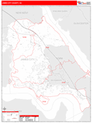 James City County, VA Digital Map Red Line Style